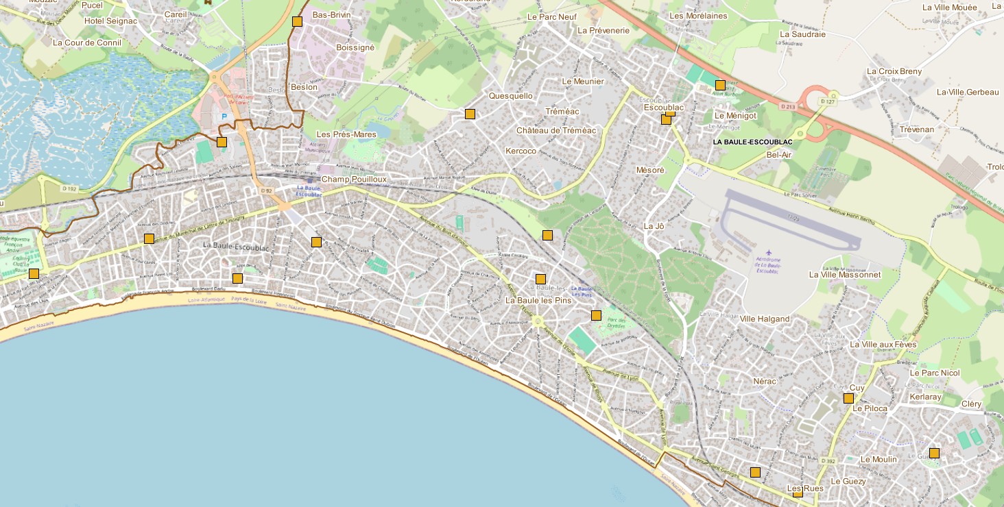 Plan des panneaux d’affichage libre à La Baule-Escoublac